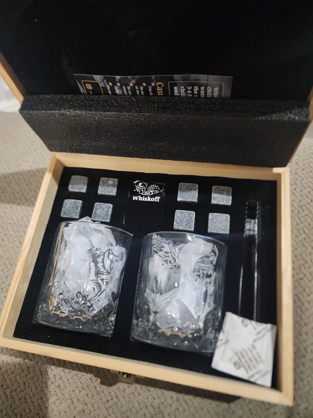 Whiskoff Whiskey Glass Set In Wooden Box - Like New